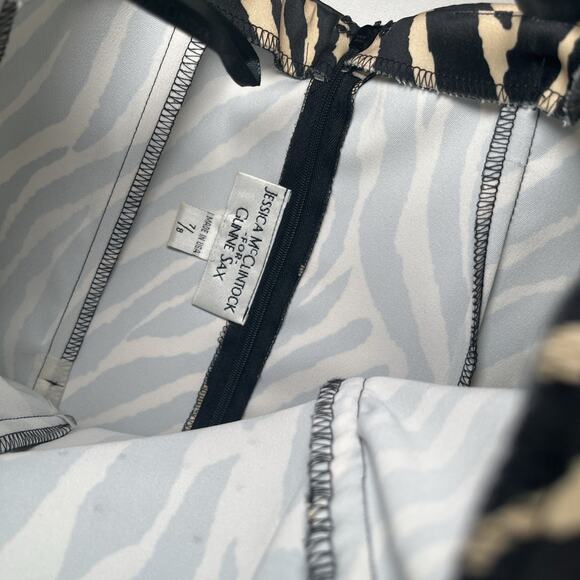 Jessica McClintock Gunne Sax PROM Party Dress Sz 7/8 Strapless Long Zebra Print - Picture 3 of 15